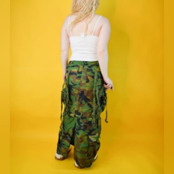 Vintage Y2K Camo Camouflage Army Cargo Pocket Maxi Skirt S M - Picture 5 of 6